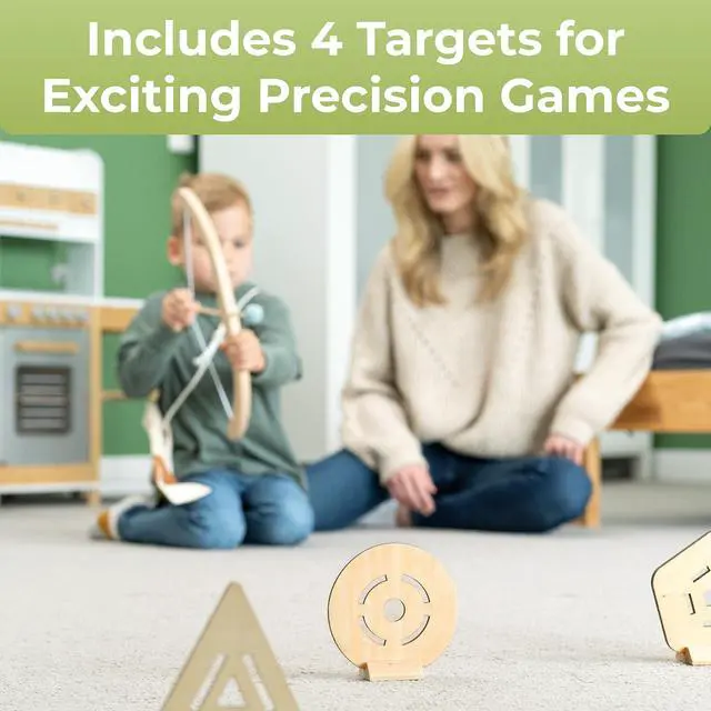Alt view image 6 of 7 - ® Kids Bow and Arrow Set | Wooden Archery Toy for Boys & Girls Aged 3-7, Bow and Arrow for Kids | Includes 5 Arrows, 4 Targets, Cotton Quiver | Indoor & Outdoor Play