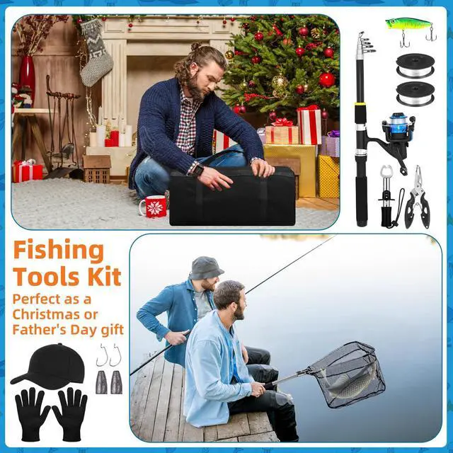 Alt view image 4 of 6 - Telescopic Fishing Rod and Reel Combo 2 Pcs Collapsible Fishing Pole Kit with Plier Lip Gripper Lures Carrier Bag Pre-Loaded Spinning Reel for Beginner Men Travel Saltwater Freshwater