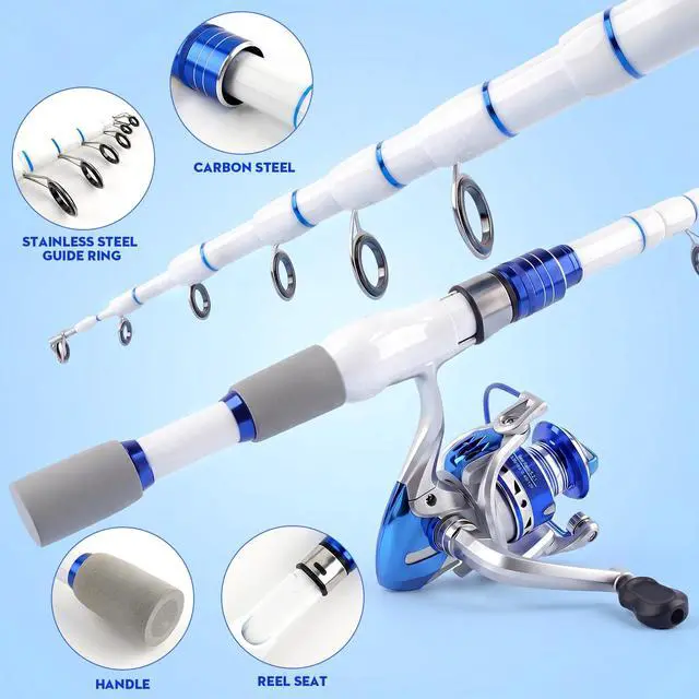 Alt view image 2 of 7 - Fishing Rod and Reel Combo,2 Pcs 2.1M Collapsible Fishing Rod Kit with Carrier Bag,Spinning Reels,2 Lines,Lures Baits,Fishing Gifts for Men Women Saltwater Freshwater