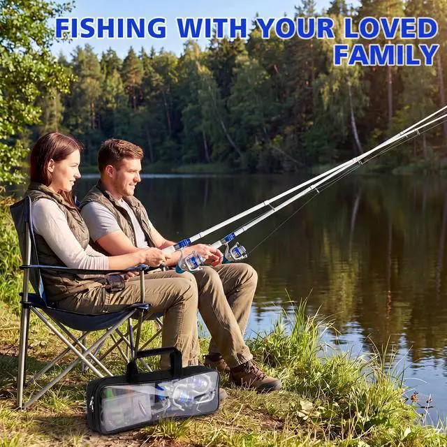 Alt view image 6 of 7 - Fishing Rod and Reel Combo,2 Pcs 2.1M Collapsible Fishing Rod Kit with Carrier Bag,Spinning Reels,2 Lines,Lures Baits,Fishing Gifts for Men Women Saltwater Freshwater