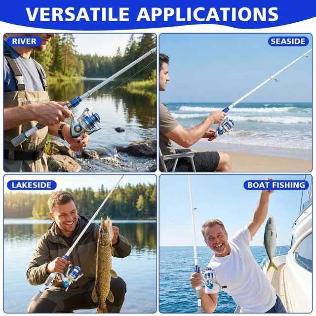 Alt view image 7 of 7 - Fishing Rod and Reel Combo,2 Pcs 2.1M Collapsible Fishing Rod Kit with Carrier Bag,Spinning Reels,2 Lines,Lures Baits,Fishing Gifts for Men Women Saltwater Freshwater