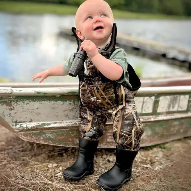 Alt view image 7 of 7 - Hunting Waders for Kids, Neoprene Youth Fishing Waders with Boot, Lightweight Chest Waders for Toddler Children