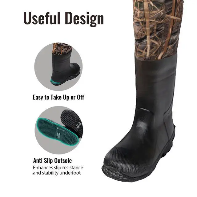 Alt view image 2 of 7 - Hunting Waders for Kids, Neoprene Youth Fishing Waders with Boot, Lightweight Chest Waders for Toddler Children
