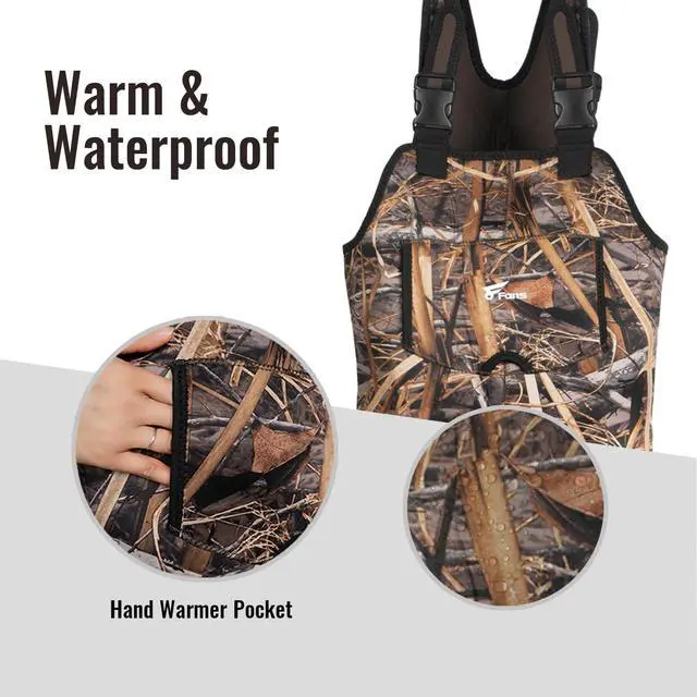 Alt view image 3 of 7 - Hunting Waders for Kids, Neoprene Youth Fishing Waders with Boot, Lightweight Chest Waders for Toddler Children