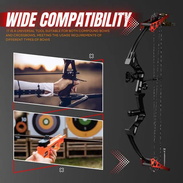 Alt view image 2 of 6 - Handheld Bow Press, Archery Compound Bow Press, Universal Aluminum Alloy Bow Press for Compound Bow and Crossbow, Portable Ratchet Type Fine Tuning Tool with 51.2in Strap