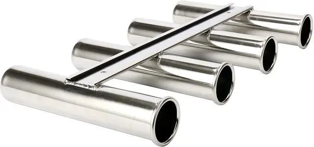 Alt view image 3 of 7 - 4 Tube Fishing Rod Rack Mirror Finish Stainless Steel 316 Wall / Side Mounted Rod Holder for Boat Yacht