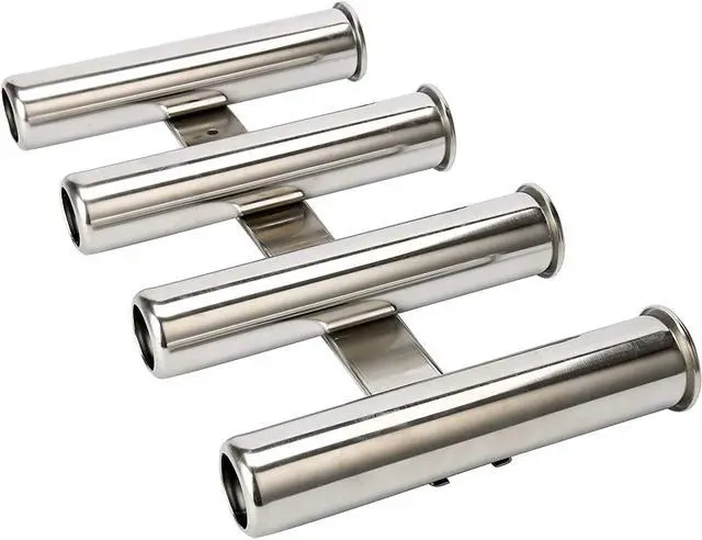 Alt view image 4 of 7 - 4 Tube Fishing Rod Rack Mirror Finish Stainless Steel 316 Wall / Side Mounted Rod Holder for Boat Yacht
