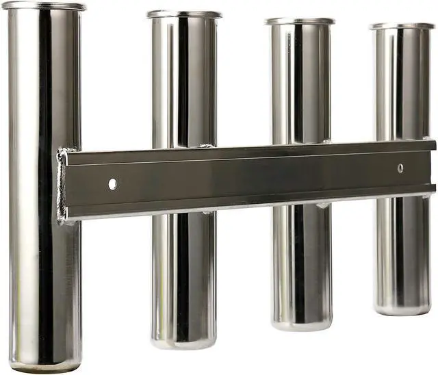 Alt view image 5 of 7 - 4 Tube Fishing Rod Rack Mirror Finish Stainless Steel 316 Wall / Side Mounted Rod Holder for Boat Yacht