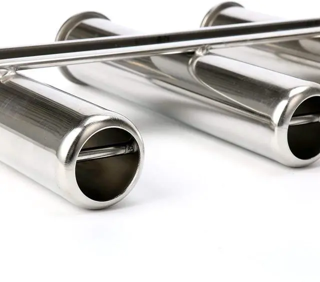 Alt view image 6 of 7 - 4 Tube Fishing Rod Rack Mirror Finish Stainless Steel 316 Wall / Side Mounted Rod Holder for Boat Yacht