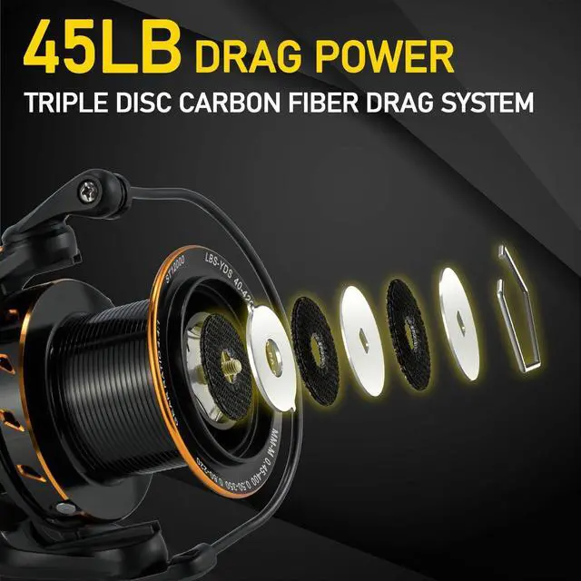 Alt view image 3 of 6 - Saltwater Spinning Reels, Full Metal Surf Fishing Reel, 13 +1 BB, 52LB Max Drag Ocean Sea Fishing Reel, Heavy Duty Long Cast Offshore Trolling Reel