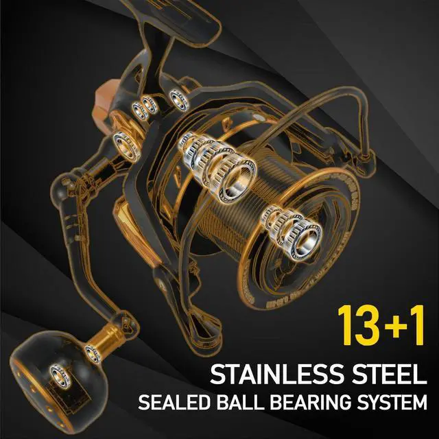 Alt view image 5 of 6 - Saltwater Spinning Reels, Full Metal Surf Fishing Reel, 13 +1 BB, 52LB Max Drag Ocean Sea Fishing Reel, Heavy Duty Long Cast Offshore Trolling Reel