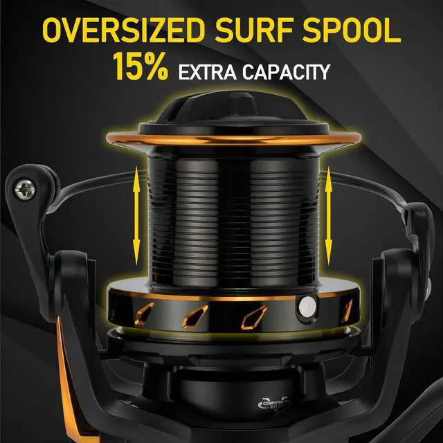 Alt view image 4 of 6 - Saltwater Spinning Reels, Full Metal Surf Fishing Reel, 13 +1 BB, 52LB Max Drag Ocean Sea Fishing Reel, Heavy Duty Long Cast Offshore Trolling Reel