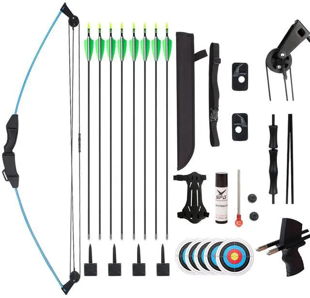 Main image of Compound Bow and Arrow Set for Youth & Teens, Beginner Archery Set with 15-18 LB Draw Weight, 8 Arrows, Target Paper & Arm Guard Outdoor Shooting Sports Equipment for Beginners