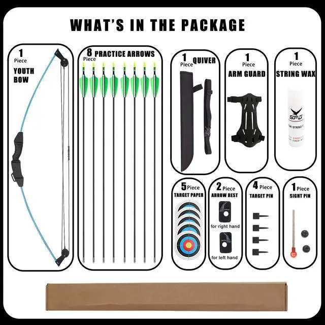 Alt view image 2 of 7 - Compound Bow and Arrow Set for Youth & Teens, Beginner Archery Set with 15-18 LB Draw Weight, 8 Arrows, Target Paper & Arm Guard Outdoor Shooting Sports Equipment for Beginners