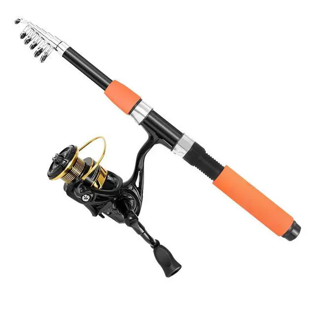 Alt view image 3 of 6 - Telescopic Fishing Rod and Reel Combo Set, 2PCS Collapsible Fishing Poles, Fishing Kit with Spinning Reel, Travel Saltwater Freshwater Fishing Gear for Adults Beginners