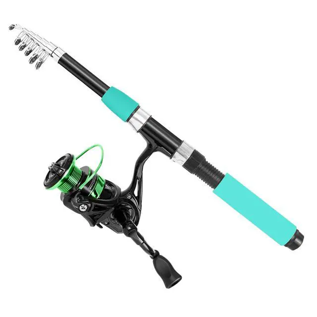 Alt view image 4 of 6 - Telescopic Fishing Rod and Reel Combo Set, 2PCS Collapsible Fishing Poles, Fishing Kit with Spinning Reel, Travel Saltwater Freshwater Fishing Gear for Adults Beginners