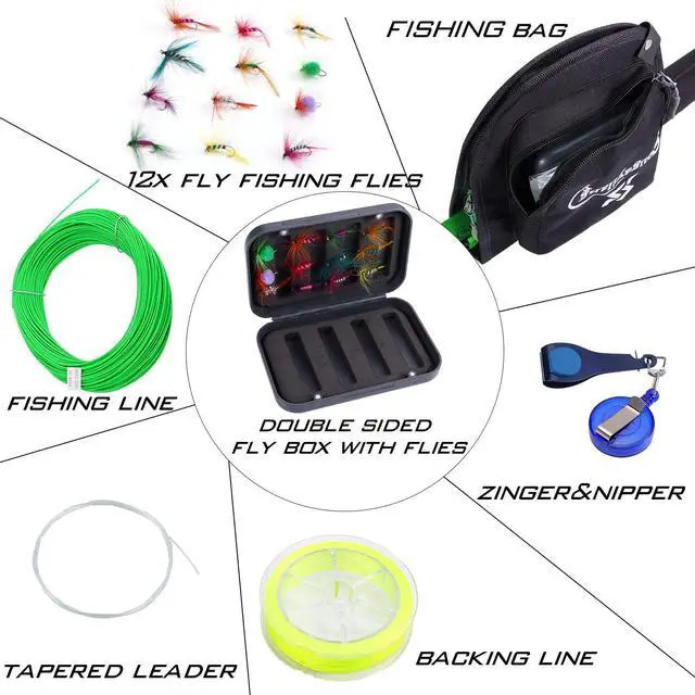 Alt view image 4 of 7 - Standard Fly Fishing Combo Starter Kit, 5/6 Weight 9' Fly Rod with SuperPolymer Handle, Accessories, Carrying Case, Fly Box Case & Fishing Flies