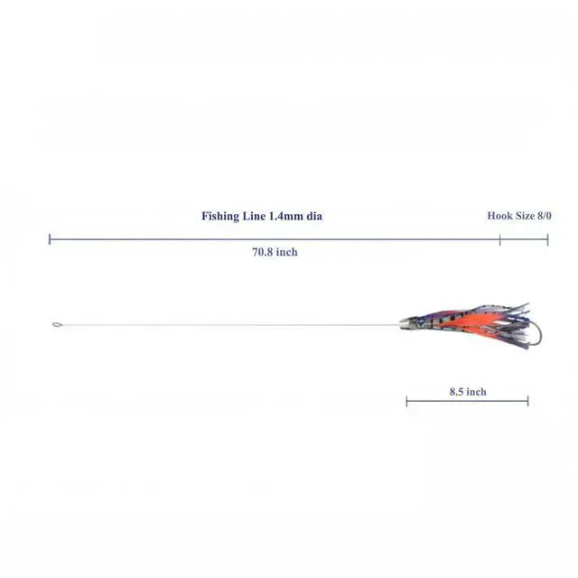 Alt view image 3 of 7 - Saltwater Trolling Lures Set, Offshore Fishing Lure Rigged Circle Hook & 6 in/9 in Hoochie Octopus/Squid Skirts for Catching Mahi, Tuna, Wahoo and Big Game Fishes
