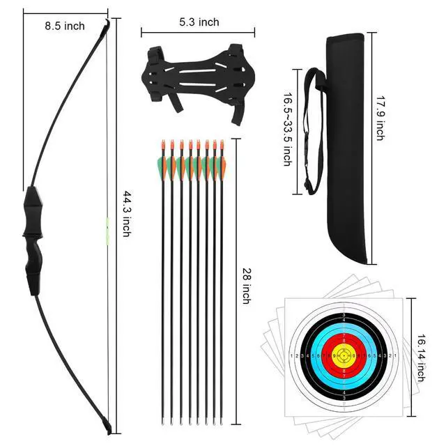 Alt view image 3 of 7 - 44" Bow and Arrow Set for Kids Children Outdoor Youth Recurve Bow Junior Archery Training for Kids Teams Game Gift