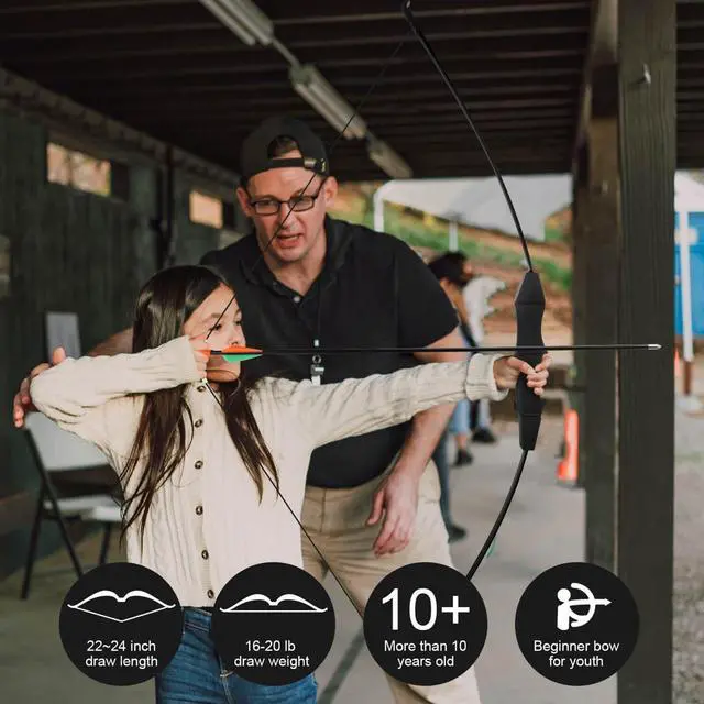 Alt view image 2 of 7 - 44" Bow and Arrow Set for Kids Children Outdoor Youth Recurve Bow Junior Archery Training for Kids Teams Game Gift