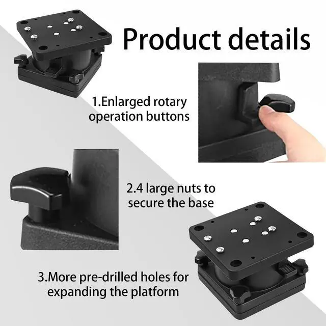 Alt view image 3 of 6 - 1026 Swivel Pedestal Mount for Downrigger Models, Black