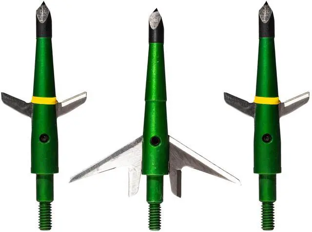 Main image of #207 Mechanical Broadheads 100 Grain, 2-Blade Expandable Broadhead, 2.0" Cut, Patented Two-Slice Technology, Archery Hunting Broadheads for Compound Bow & Crossbow, 3 Pack, Green