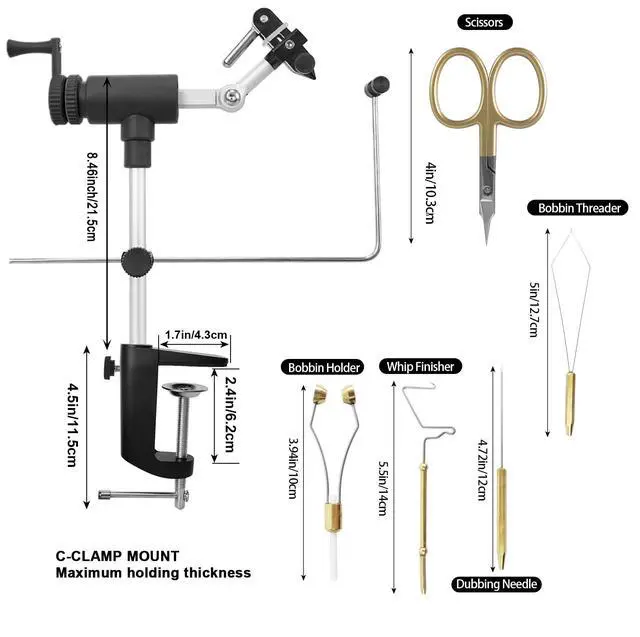 Alt view image 2 of 7 - MicroGrip II Generation Rotary Fly Tying Vise Complete Vise, Tools & Materials for Professional-Quality Flies (MicroGrip Pro Kit)