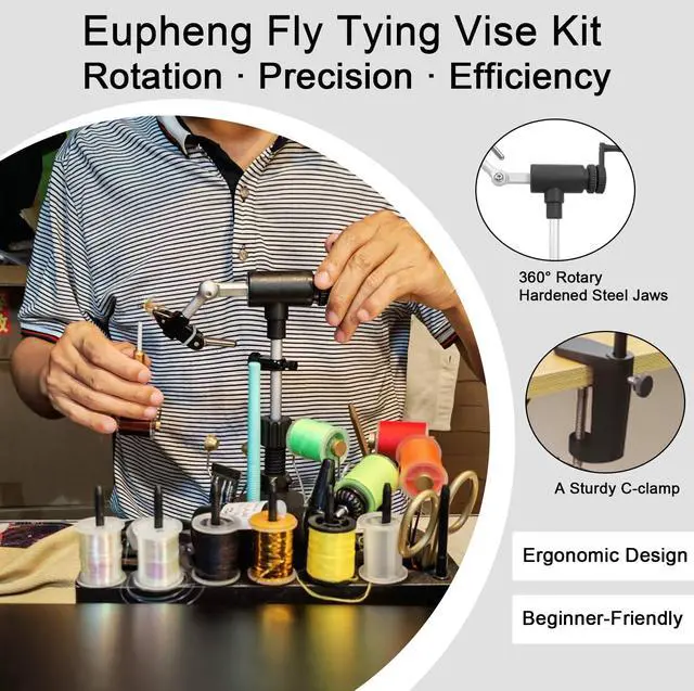 Alt view image 5 of 7 - MicroGrip II Generation Rotary Fly Tying Vise Complete Vise, Tools & Materials for Professional-Quality Flies (MicroGrip Pro Kit)