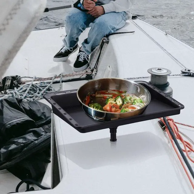 Alt view image 6 of 7 - Boat Cutting Board for Boat Bait Table Fish Cleaning Fillet Table Mounted Bait Cutting Board with Rod Holder, Plier Storage and Knife Slot