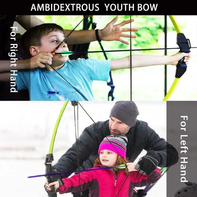 Alt view image 3 of 7 - Compound Bow and Arrow Set for Youth & Teens, Beginner Archery Set with 15-18 LB Draw Weight, 8 Arrows, Target Paper & Arm Guard Outdoor Shooting Sports Equipment for Beginners