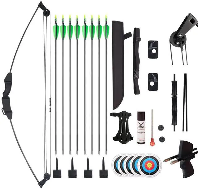 Main image of Compound Bow and Arrow Set for Youth & Teens, Beginner Archery Set with 15-18 LB Draw Weight, 8 Arrows, Target Paper & Arm Guard Outdoor Shooting Sports Equipment for Beginners