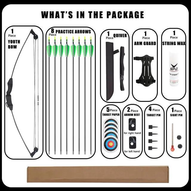 Alt view image 2 of 7 - Compound Bow and Arrow Set for Youth & Teens, Beginner Archery Set with 15-18 LB Draw Weight, 8 Arrows, Target Paper & Arm Guard Outdoor Shooting Sports Equipment for Beginners