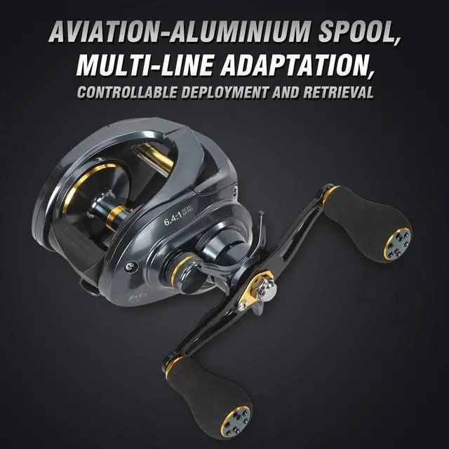 Alt view image 5 of 7 - Baitcaster Reels 6.4:1 High-Speed Gear Ratio 33LB Max Drag 8+1 Bearings | Baitcasting Fishing Reel Lightweight Saltwater & Freshwater Fishing Reel for Bass and Pike