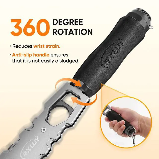 Alt view image 3 of 7 - 11.5" Fish Lip Gripper with Scale, Max 40lbs Scale, 360° Swivel Non-Slip Handle, Fish Grabber Control Tool for Safe, Hook Removal, Easy Catch & Release, Fishing Gifts for Men Women
