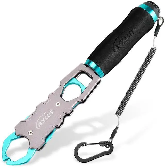 Main image of 11.5" Fish Lip Gripper with Scale, Max 40lbs Scale, 360° Swivel Non-Slip Handle, Fish Grabber Control Tool for Safe, Hook Removal, Easy Catch & Release, Fishing Gifts for Men Women