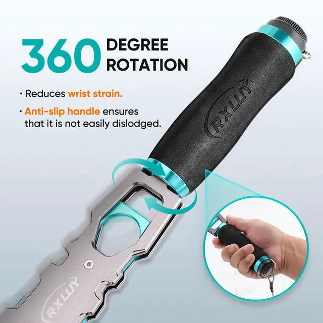 Alt view image 3 of 7 - 11.5" Fish Lip Gripper with Scale, Max 40lbs Scale, 360° Swivel Non-Slip Handle, Fish Grabber Control Tool for Safe, Hook Removal, Easy Catch & Release, Fishing Gifts for Men Women