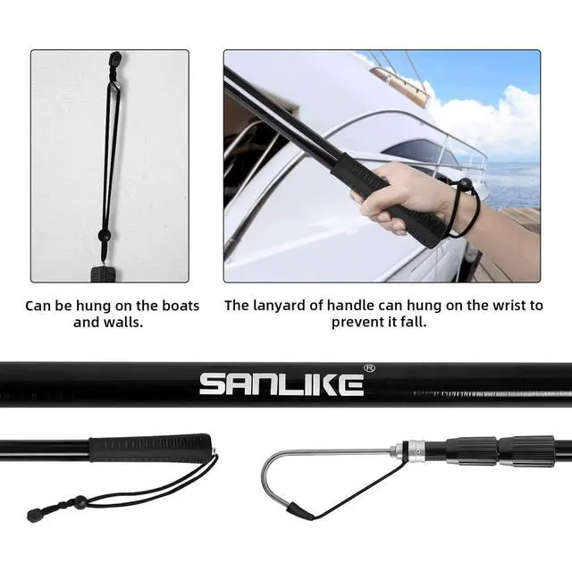 Alt view image 5 of 7 - Telescopic Fishing Gaff Fiberglass Pole with Nonslip Rubber Handle | With Stainless Steel Hook with M8 Screw