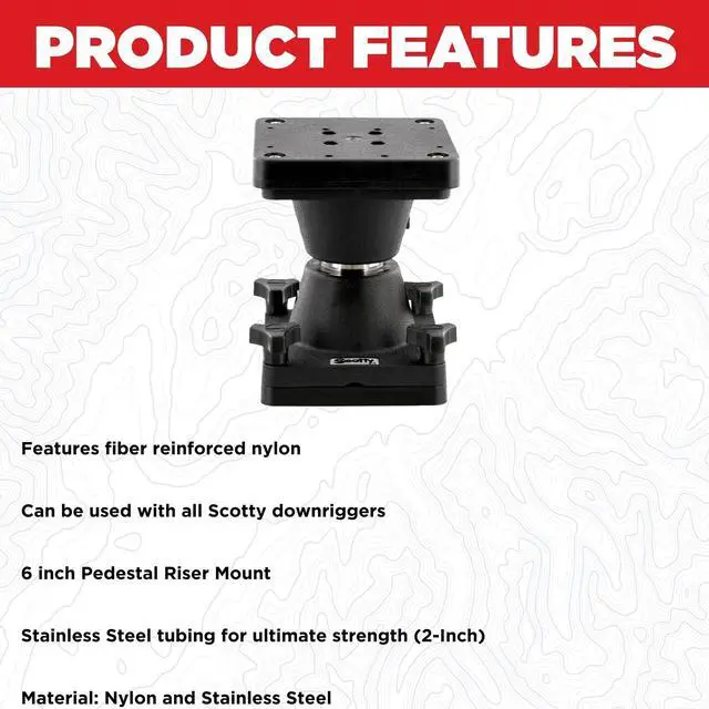 Alt view image 3 of 3 - Downrigger 6-Inch Riser, BLACK | An Ergonomic Solution For Elevating Your Downrigger