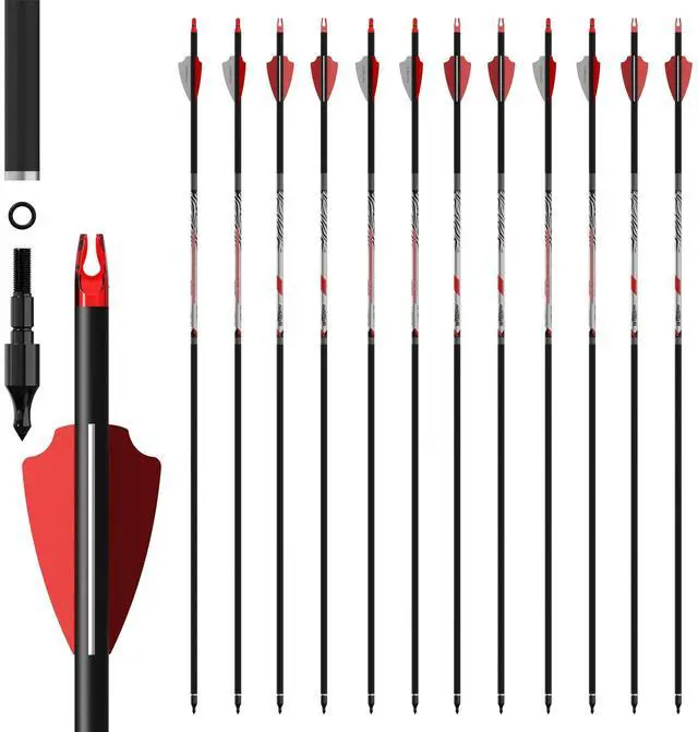 Main image of 32" Pure Carbon Archery Arrows Spine 300 350 400 Removable Tips