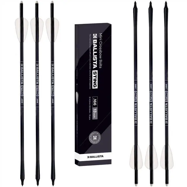 Main image of Sting Micro-Diameter Crossbow Bolts Carbon Arrows with Field Tips, Half-Moon Nocks, Penetrator Inserts for Hunting Broadheads OD 6.0mm