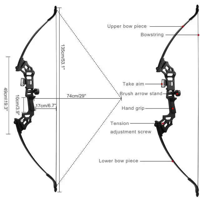 Alt view image 2 of 7 - Recurve Bow and Arrow Set for Adults, 3040lbs Right-Handed Archery Kit with Carbon Arrows & Accessories for Outdoor Target Practice