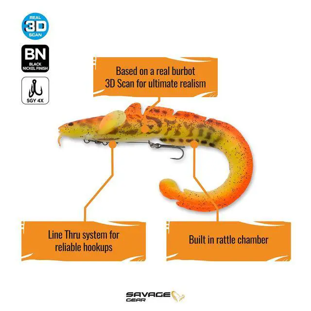 Alt view image 2 of 6 - 3D Burbot Fishing Soft Bait