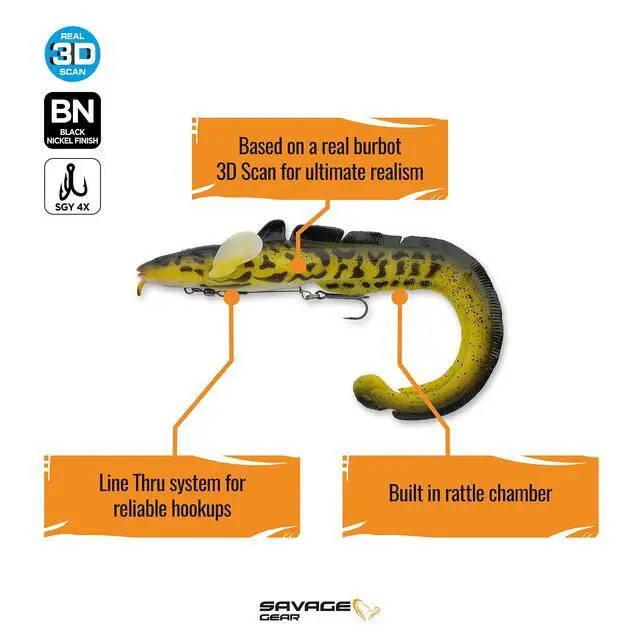 Alt view image 2 of 6 - 3D Burbot Fishing Soft Bait