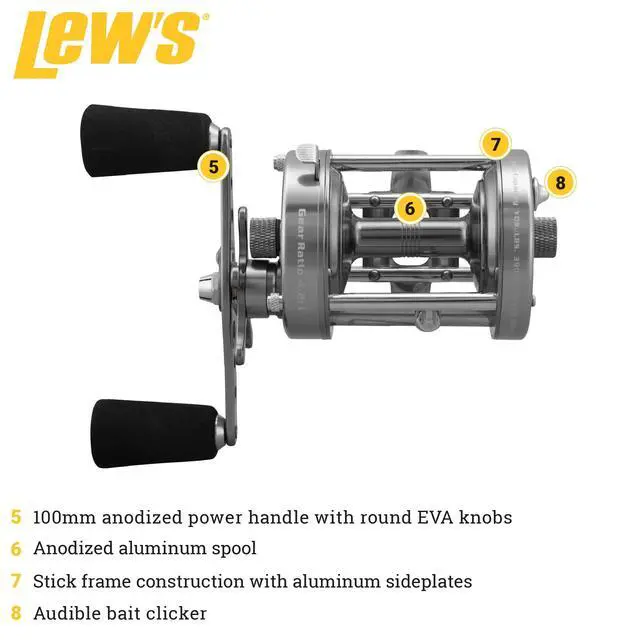 Alt view image 3 of 6 - Laser XL Baitcast Fishing Reel, Right-Hand Retrieve, 4.2:1 Gear Ratio, 4 Bearing System
