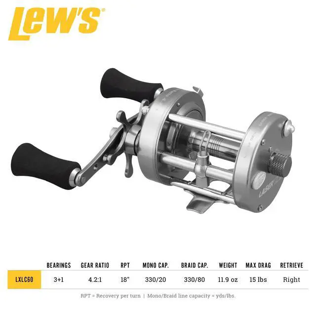 Alt view image 5 of 6 - Laser XL Baitcast Fishing Reel, Right-Hand Retrieve, 4.2:1 Gear Ratio, 4 Bearing System