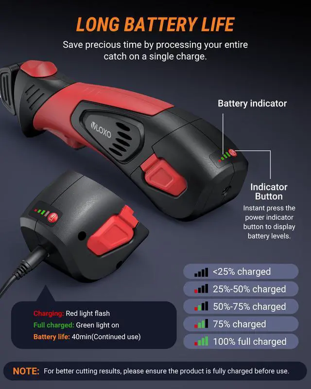 Alt view image 4 of 7 - Electric Fillet Knife for Fish, Cordless Electric Fish Fillet Knife with 5 Ti-Nitride S.S. Coated Blades Non-Slip Grip Handle Safety Lock Portable Carry Case Rechargeable for Fishing Filleting