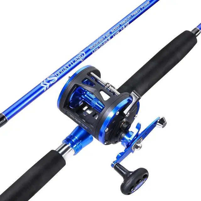 Main image of Fishing Rod Combo, 2-Piece Trolling Fishing Reel Combo with 3.8:1 Gear Ratio & 3+1 Bearings, Aluminum Reel Seat for Saltwater/Big Game Fish