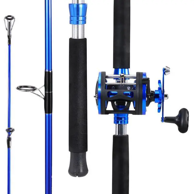 Alt view image 3 of 7 - Fishing Rod Combo, 2-Piece Trolling Fishing Reel Combo with 3.8:1 Gear Ratio & 3+1 Bearings, Aluminum Reel Seat for Saltwater/Big Game Fish