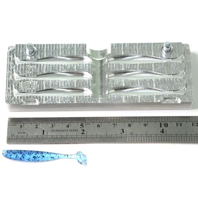 Alt view image 7 of 7 - FatFish V20A-6C Bait Mold Soft Plasti Lure Making Injection Mold for Do-It Fishing Lures Aluminum 2"