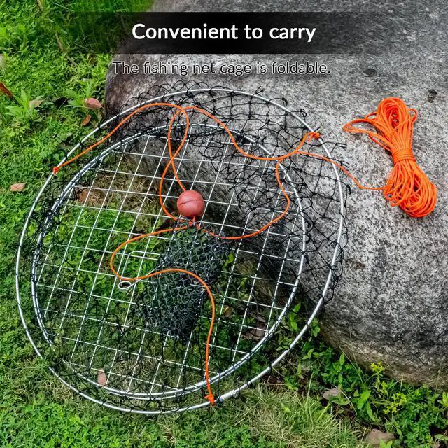 Alt view image 2 of 7 - Crab Ring Trap Bait with Crab Gague Measure and Bait Clip Crab Net Minnow Trap with 24 Tarred Braided Twine Fishing Crabbing Net for Board, Kayak, Dock and Pier